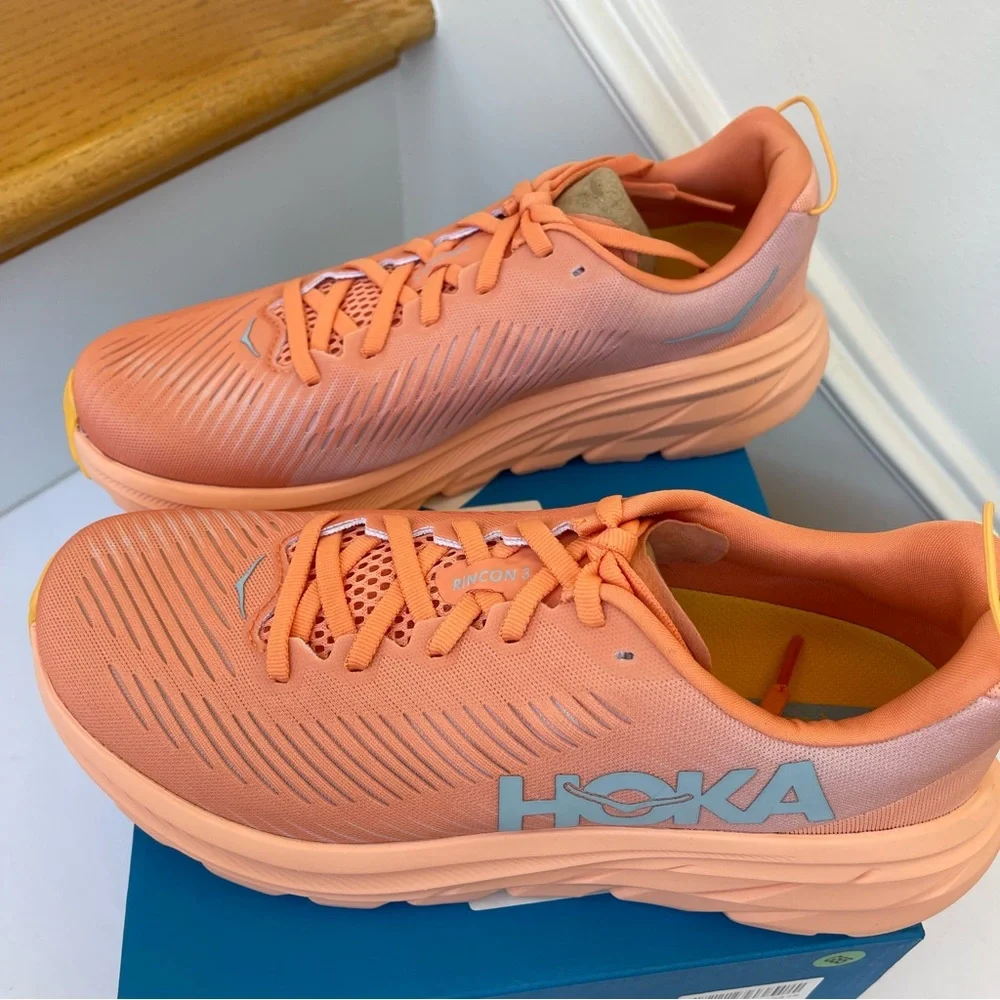 NWT Hoka Rincon 3 women’s running shoes , brand new in box , coral salmon orange - Picture 9 of 16